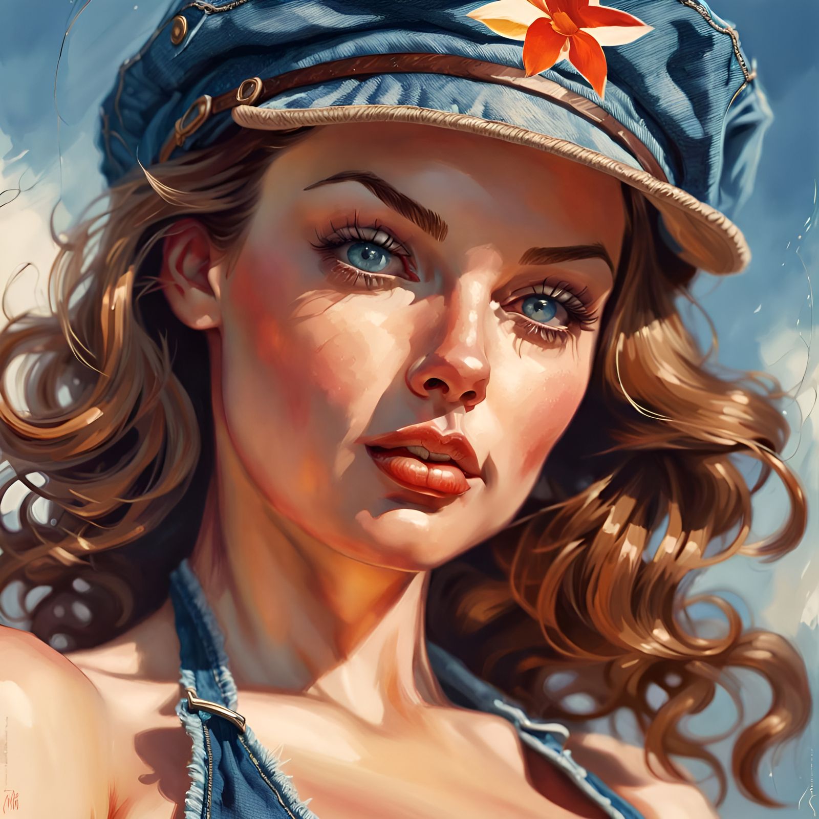 Denim Bikini Beauty: Hyperrealistic Digital Illustration