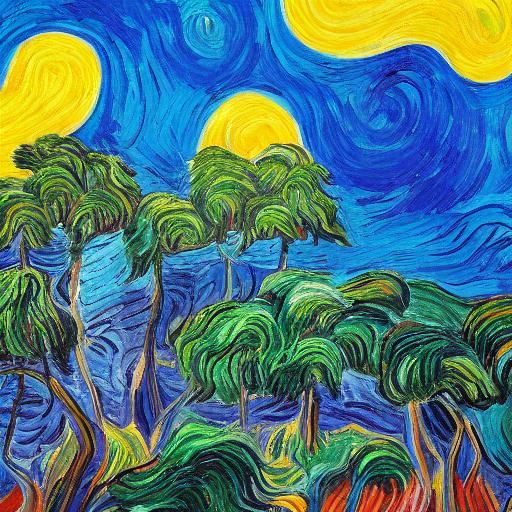 Alien Palm Trees in Expressionist Style