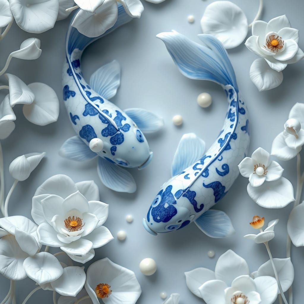 Porcelain koi
