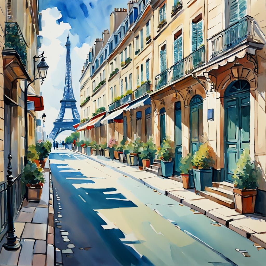 Row of paris terrace street scene