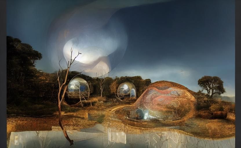 Abstract Concentric Circles Painting with Figure