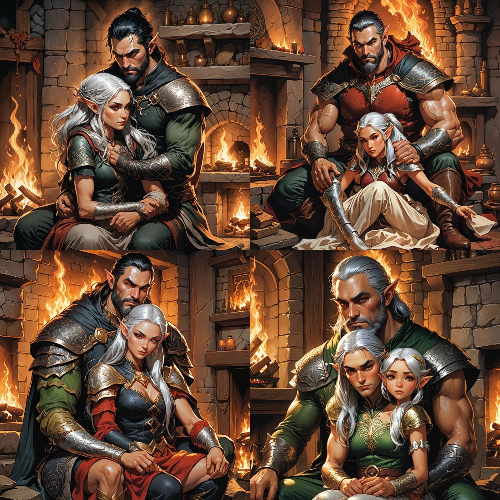 Elven Couple in Comic Book Art Style