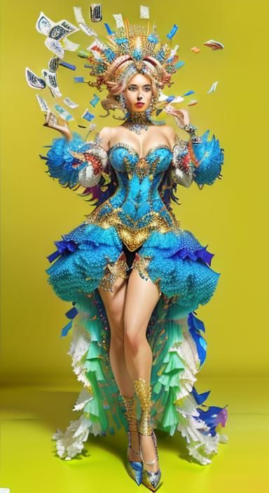 Extravagant Poker Player in Futuristic Garment