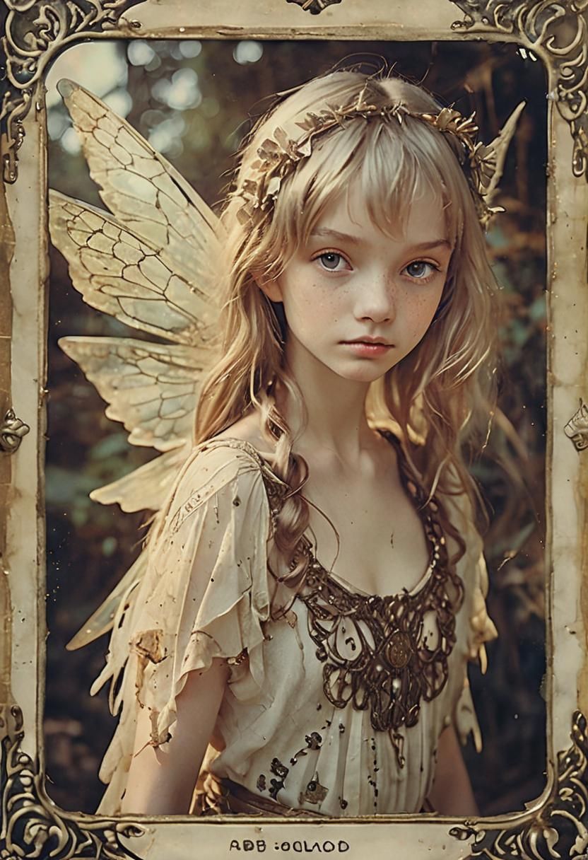 Winged Fairy Disintegrating in Polaroid Photo