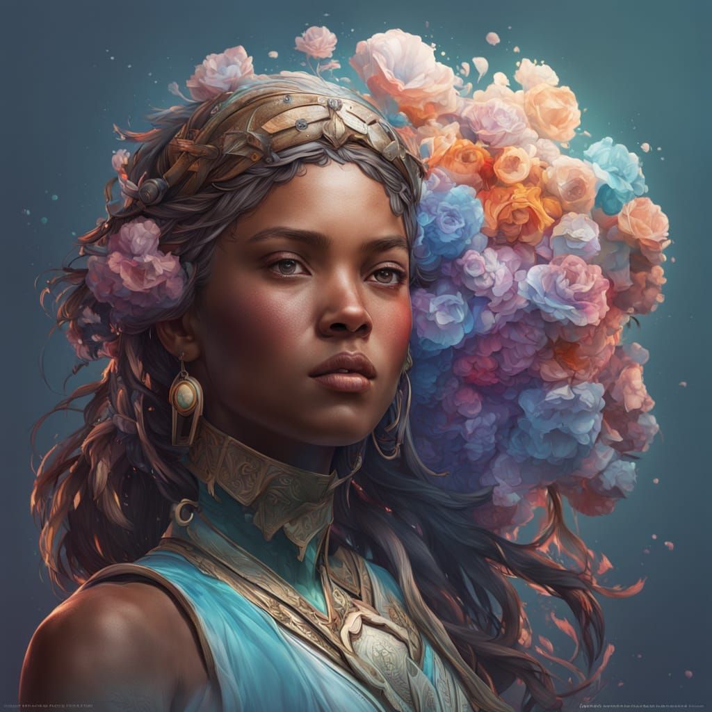 Hyperdetailed Portrait of a Woman in Art Nouveau Style