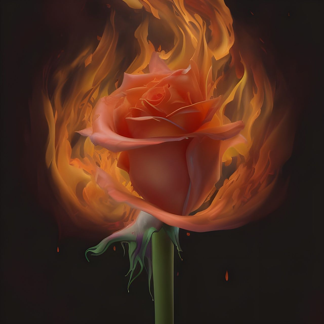 Rose Ablaze: A Fantastical Photoillustration