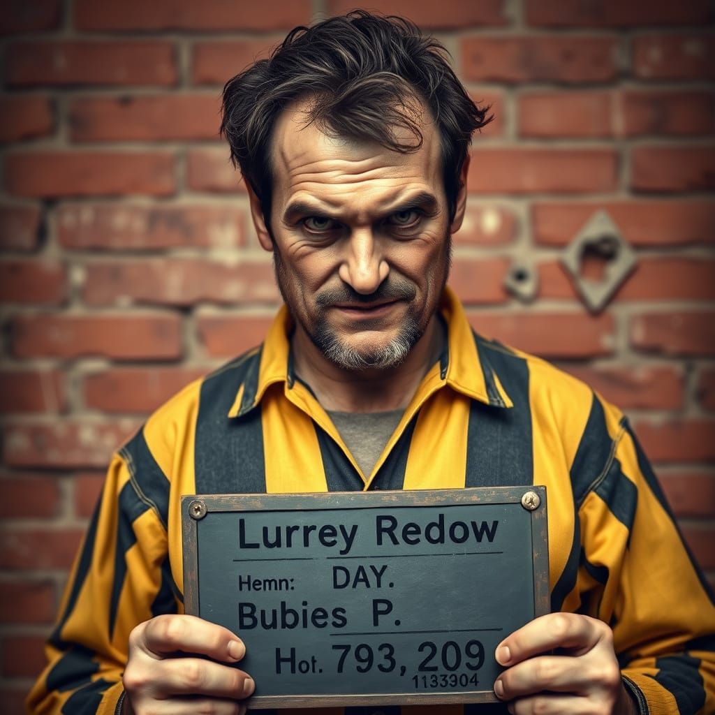 Outlaw in 19th Century American West Prisoner Portrait