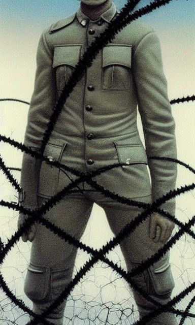 Bound Blond Man in Military Uniform