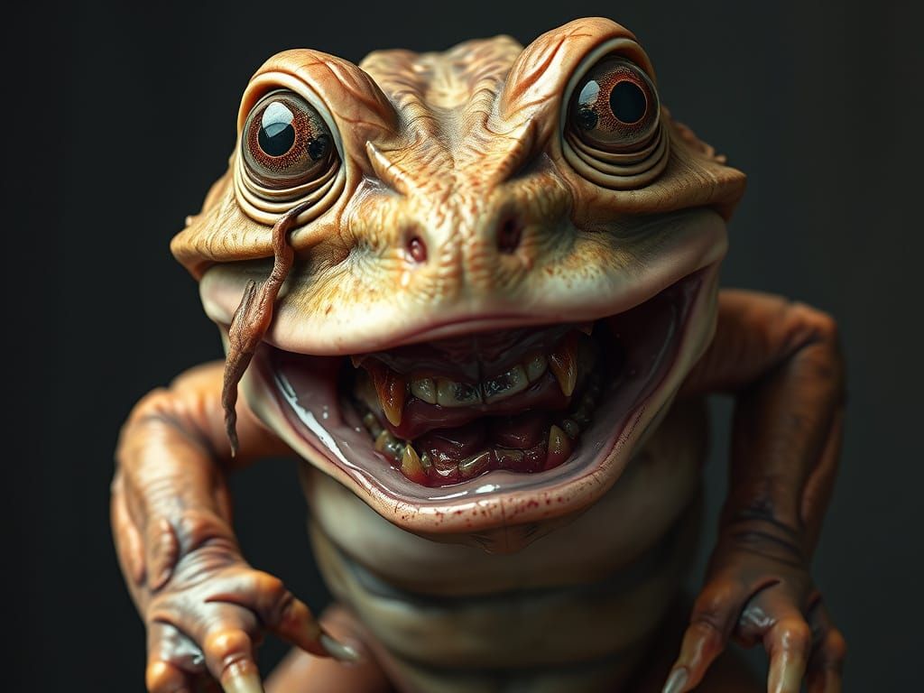 Grotesque Humanoid Frog Transformation