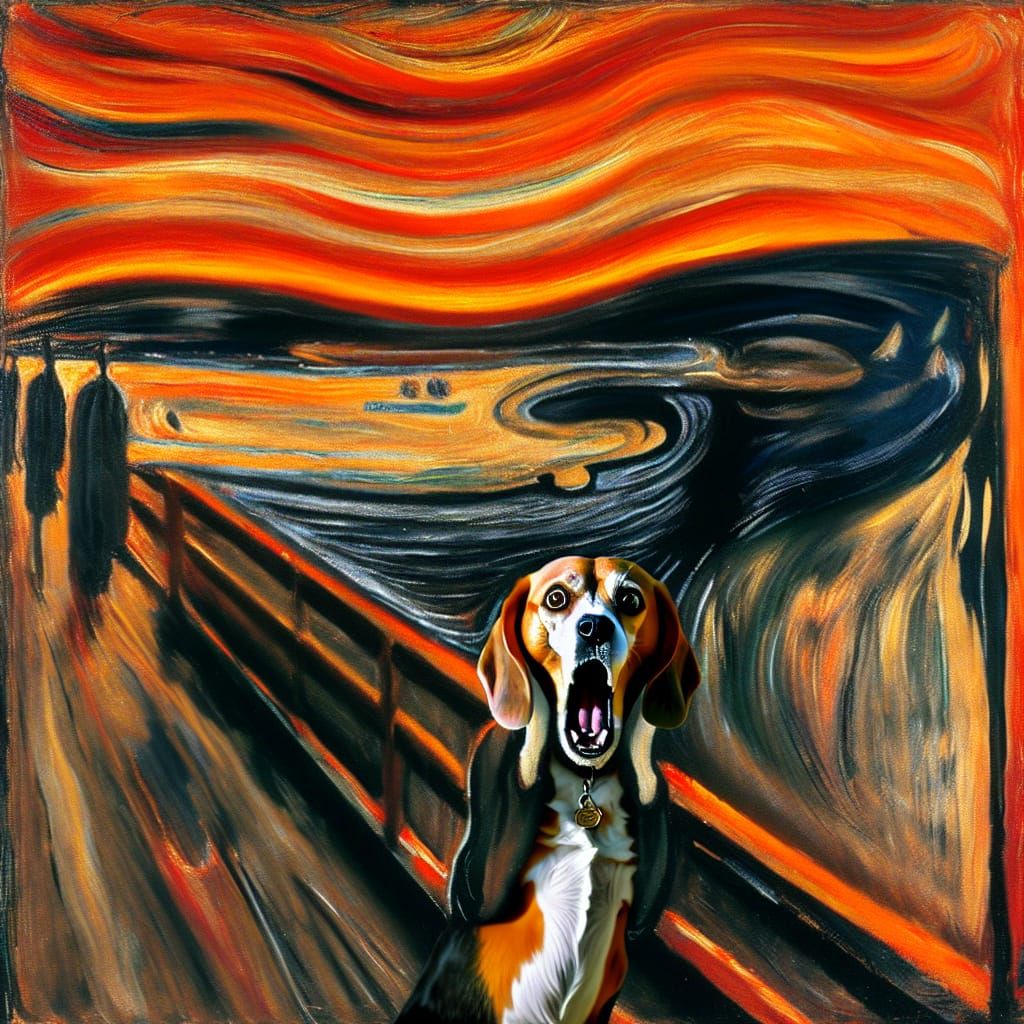 Startled Beagle Howl: An Expressionist Painting