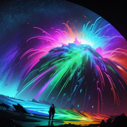 Dazzling Light Show Broadcast on Intricate TV in Concept Art...