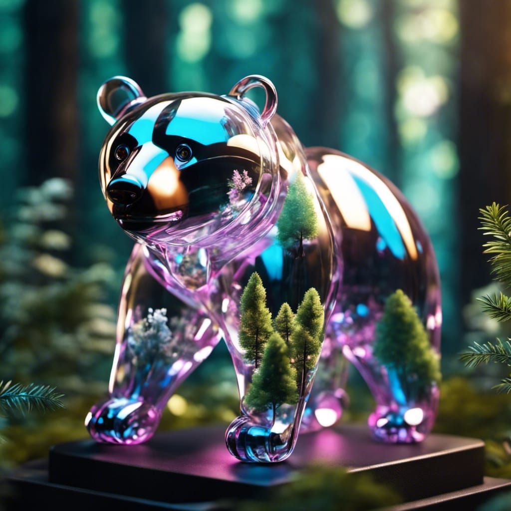 Mechanical Bear Carrying Fairy Forest: Digital Render