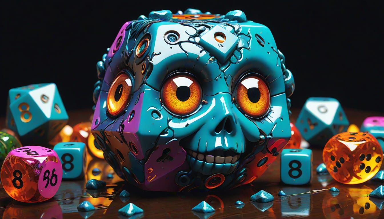Living Dice with Chibi Eyes in Latex Style