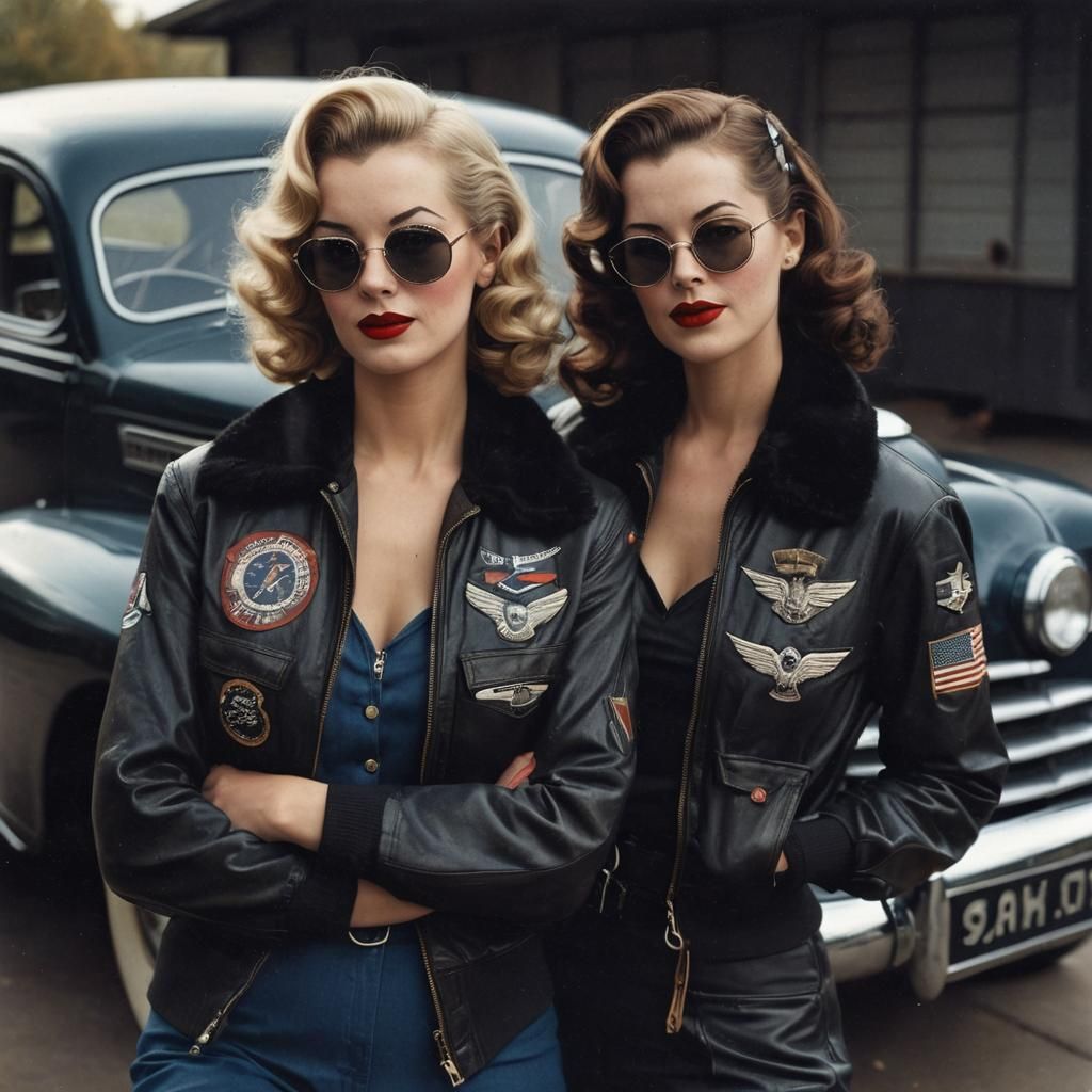 1940s Pin-Up Girls in Flight Gear