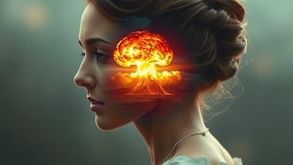 Elegant Woman Contained Within a Nuclear Inferno in a Cyberp...