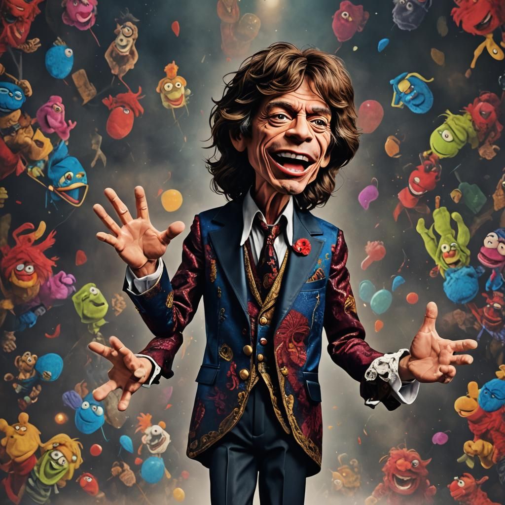 Mick Jagger Muppet Style Hand Puppet