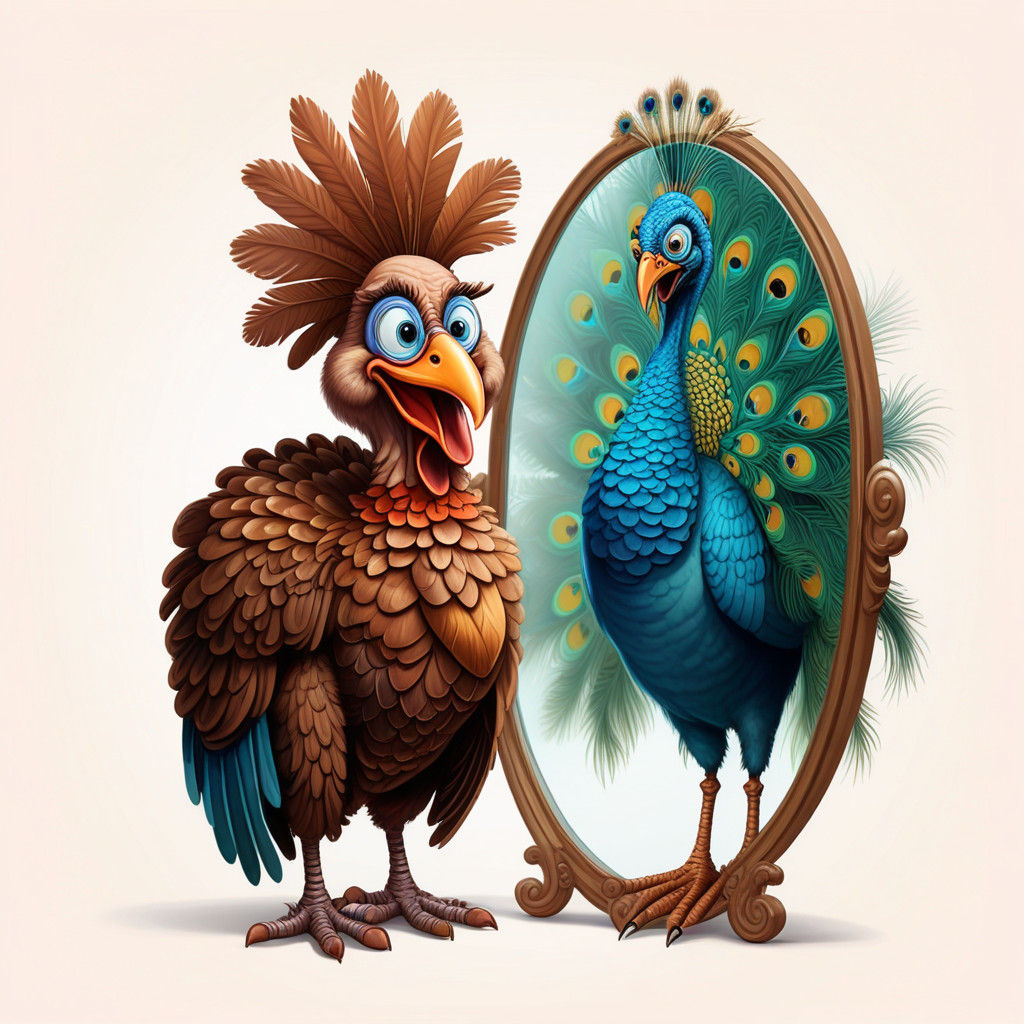 Whimsical Airbrush Portrait of a Confident Turkey
