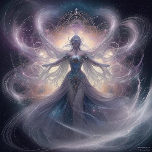 Celestial Beings Ride Starlight Through Cosmic Landscapes