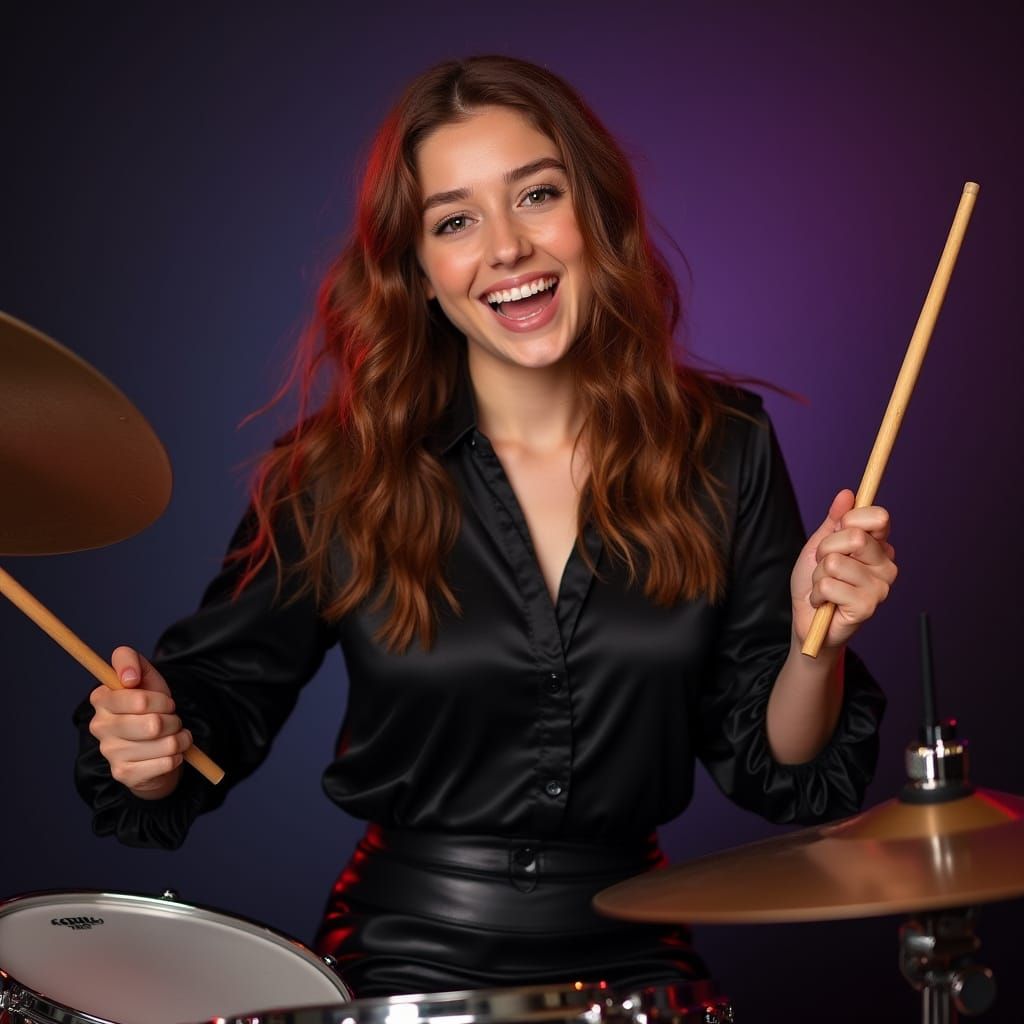 Vibrant Drumming Portrait in the Style of Fine Art Photograp...