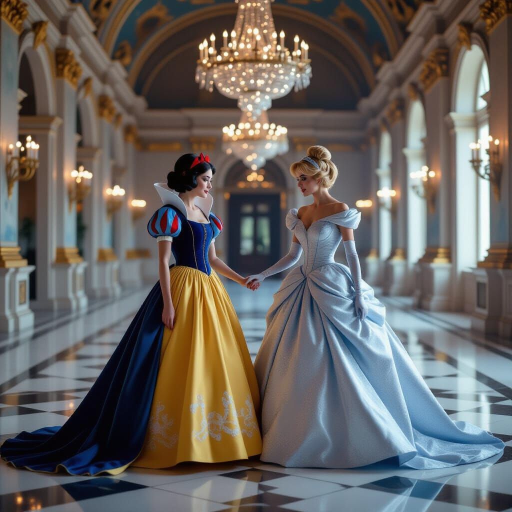 Snow White Meets Cinderella in Palace Ballroom