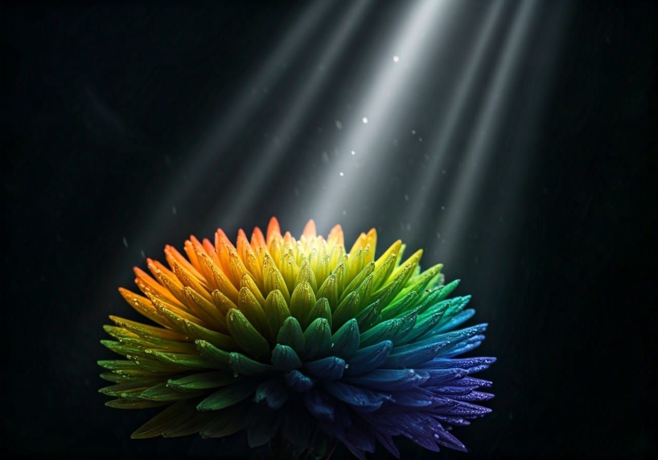 Rainbow Dew Flowers in Moonlight, Macro Photography