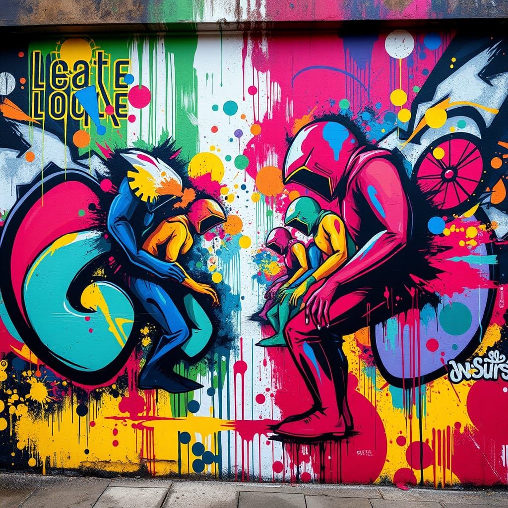 Vibrant Graffiti Art Mural in Splash Art Style