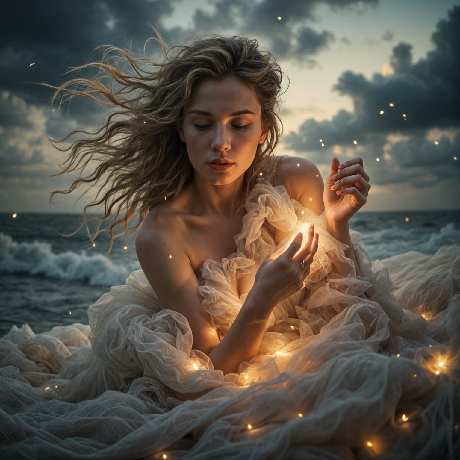 Ethereal Windswept Landscape in Hyperrealistic Style