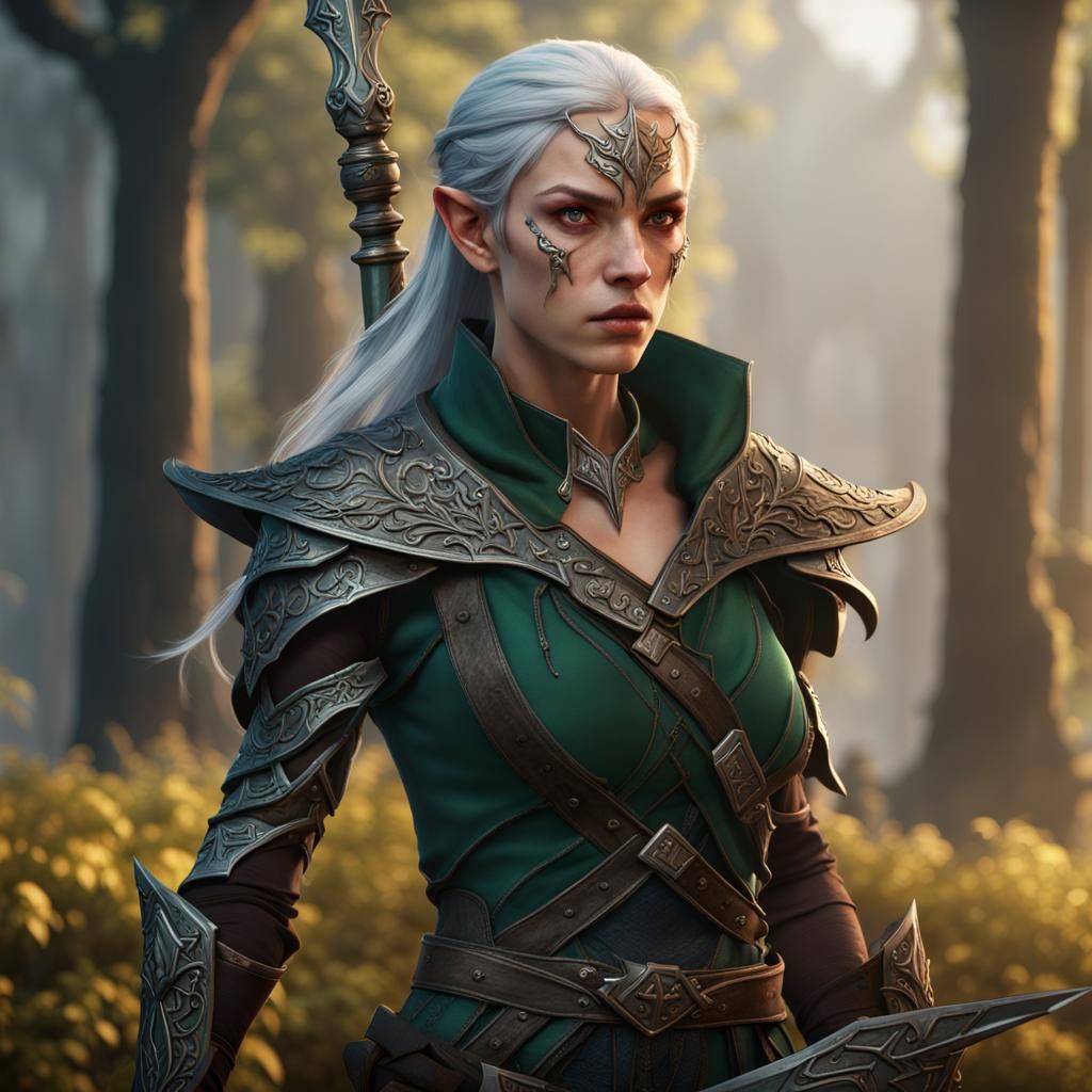 Elven Rogue with Daggers: Detailed Fantasy Art