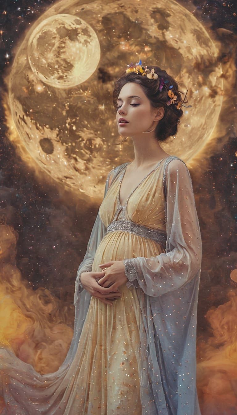 Motherhood Enthroned in Pastel Hues