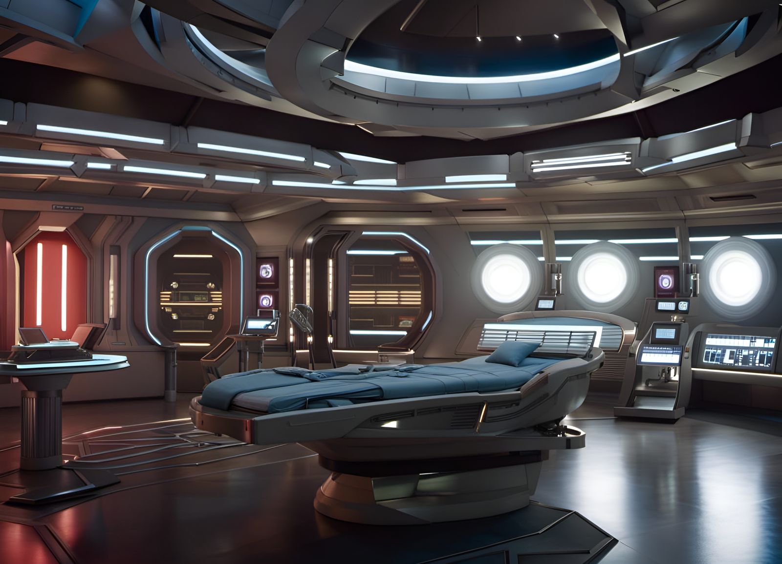 Futuristic Star Trek Medical Facility with Cinematic Lightin...