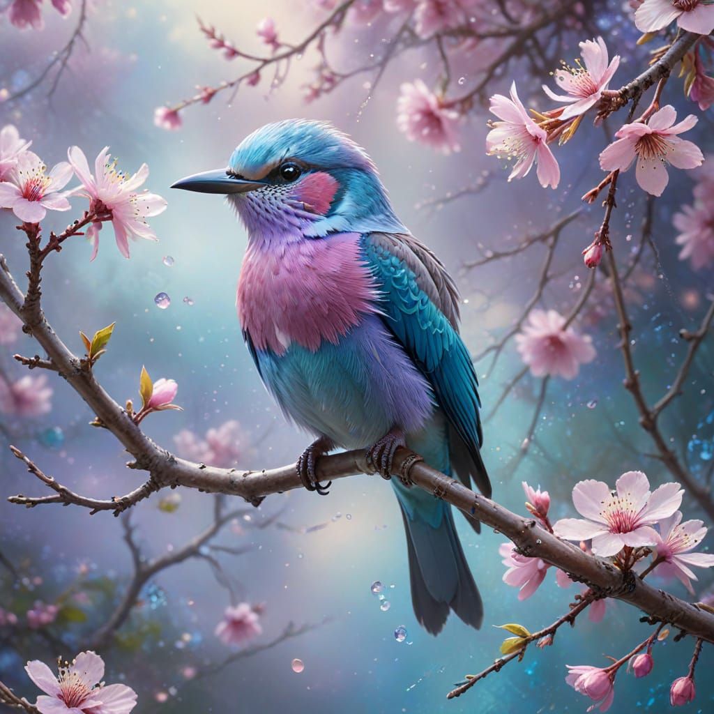Bird on Blossom Twig