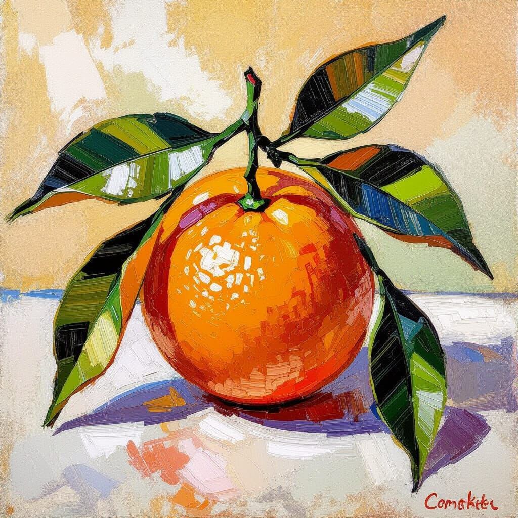 Juicy Clementine Painting in Extreme Close-Up