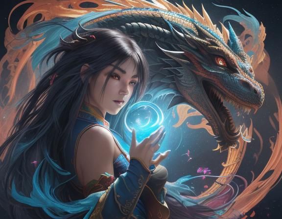 Luminous Chinese Dragon Over Celestial Tapestry