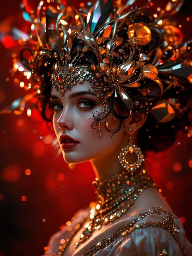 Edwardian Woman Portrait with Dramatic Lighting