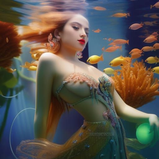 Playful Mermaid Winking in Porthole Frame