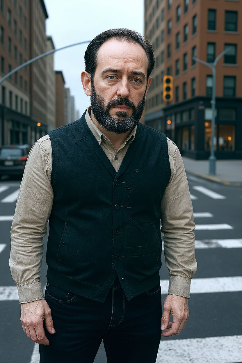Man Crossing New York Street in 1952