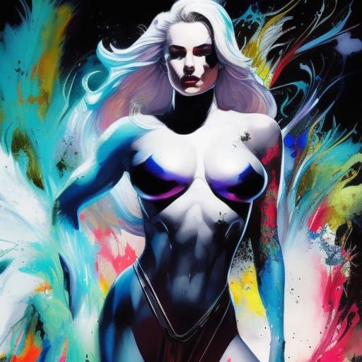 Emma Frost Ink Splash Art in 3D