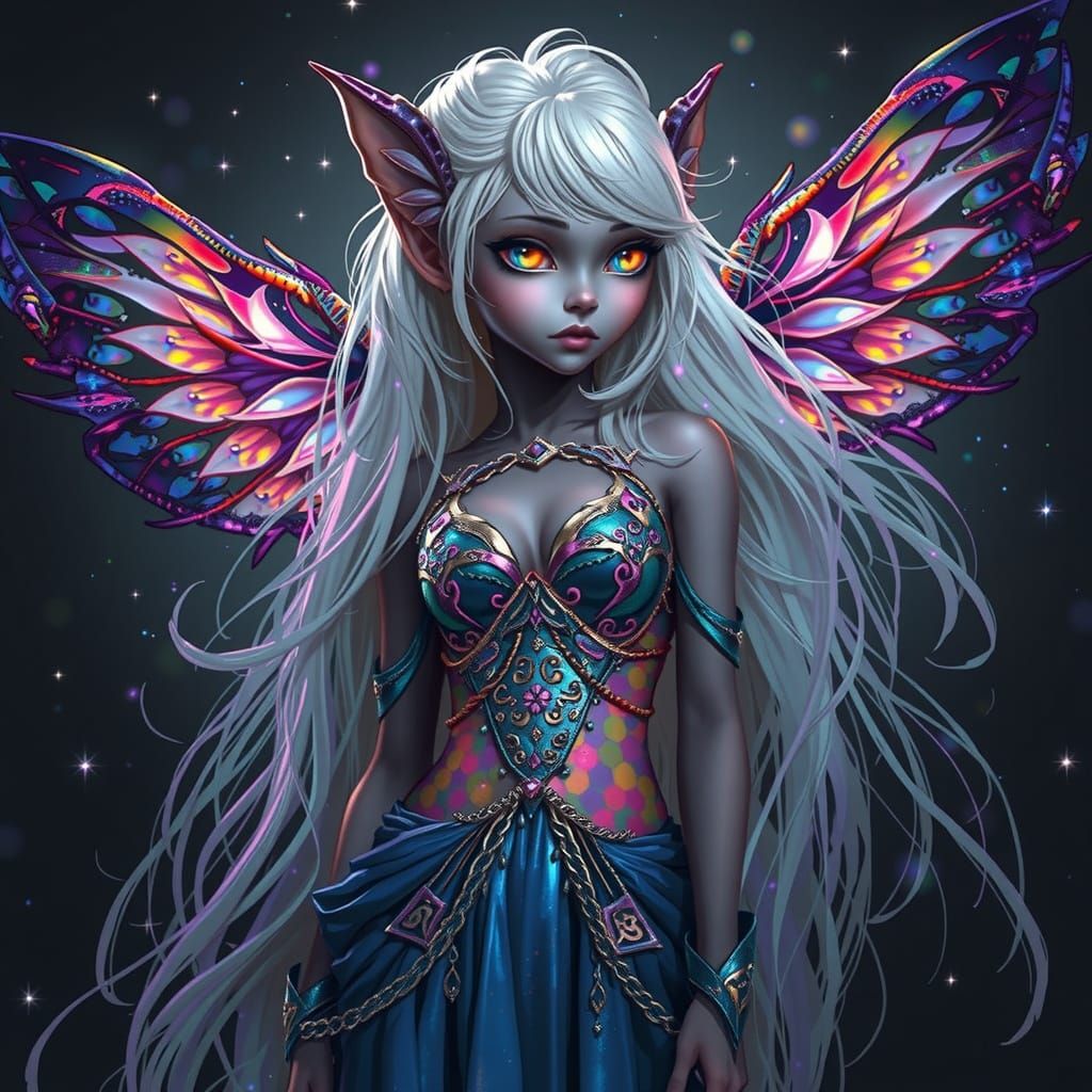 Ethereal Fae Goddess with Indigo Skin and Shimmering Silver ...
