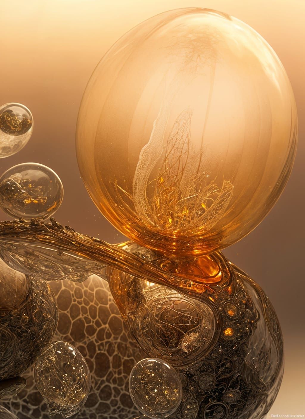 Translucent Ovoids with God Rays: Detailed Embryo Art