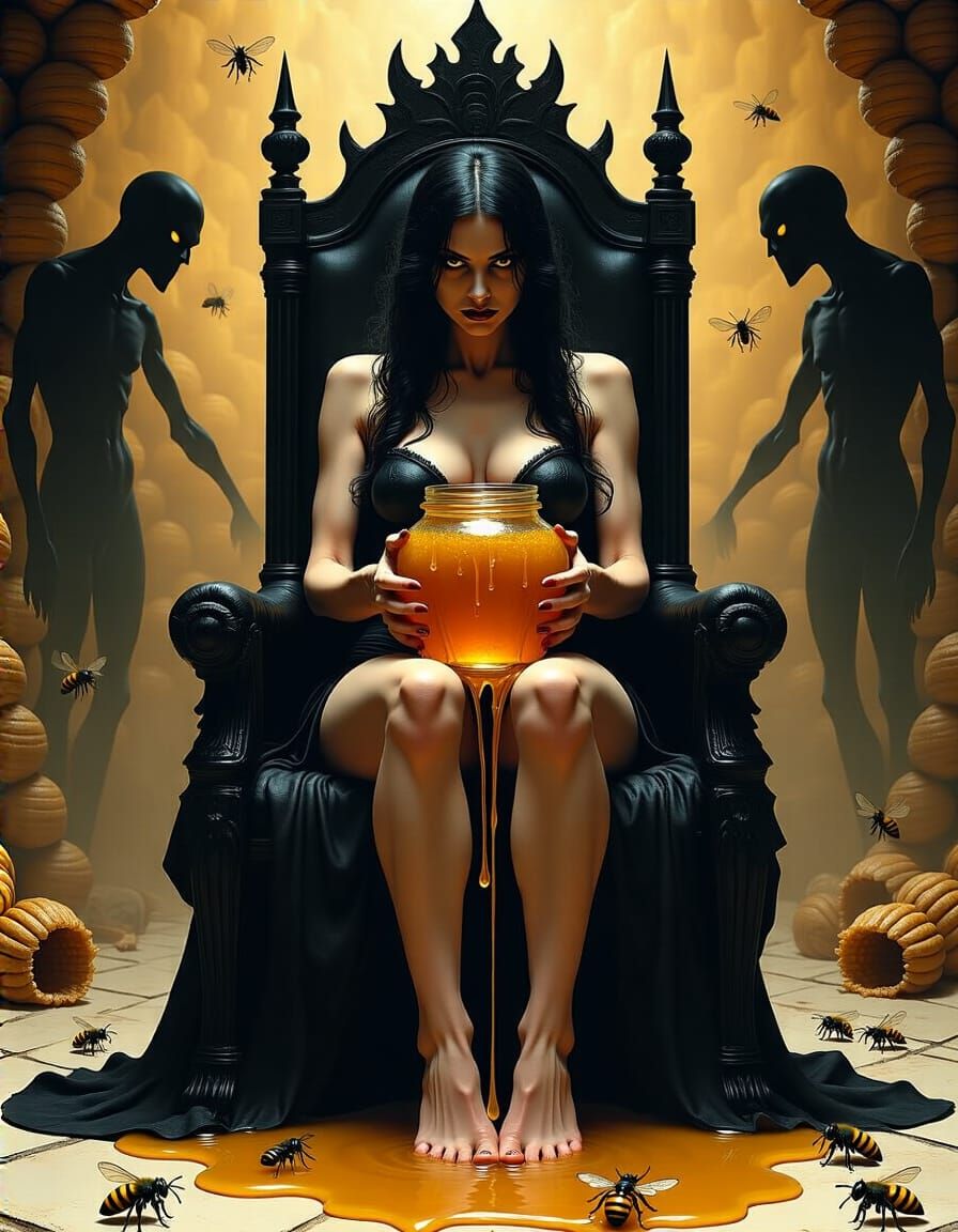 Reptilian Queen Enthroned with Honey