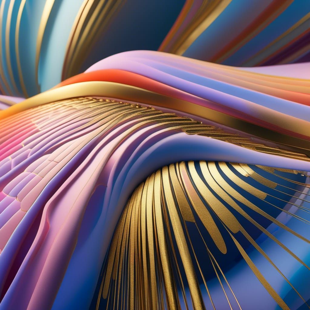 Golden Abstract Cycles: Detailed Matte Painting