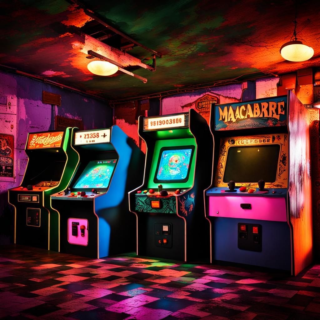 Macabre Retro Arcade with Ambient Lighting