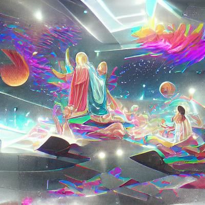 Cosmic God Assembly in Astral Holographic Art
