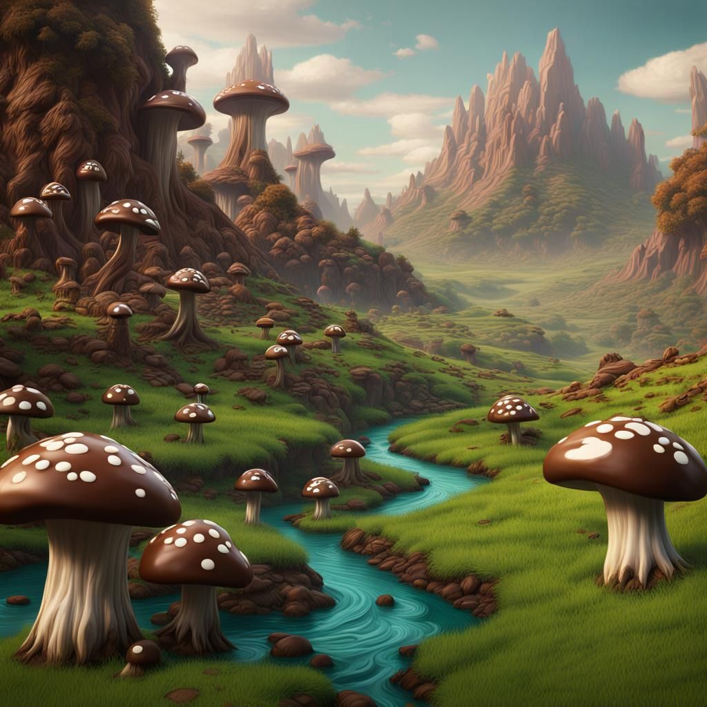 Chocolate Mountain in Fairy Land: Detailed Matte Painting