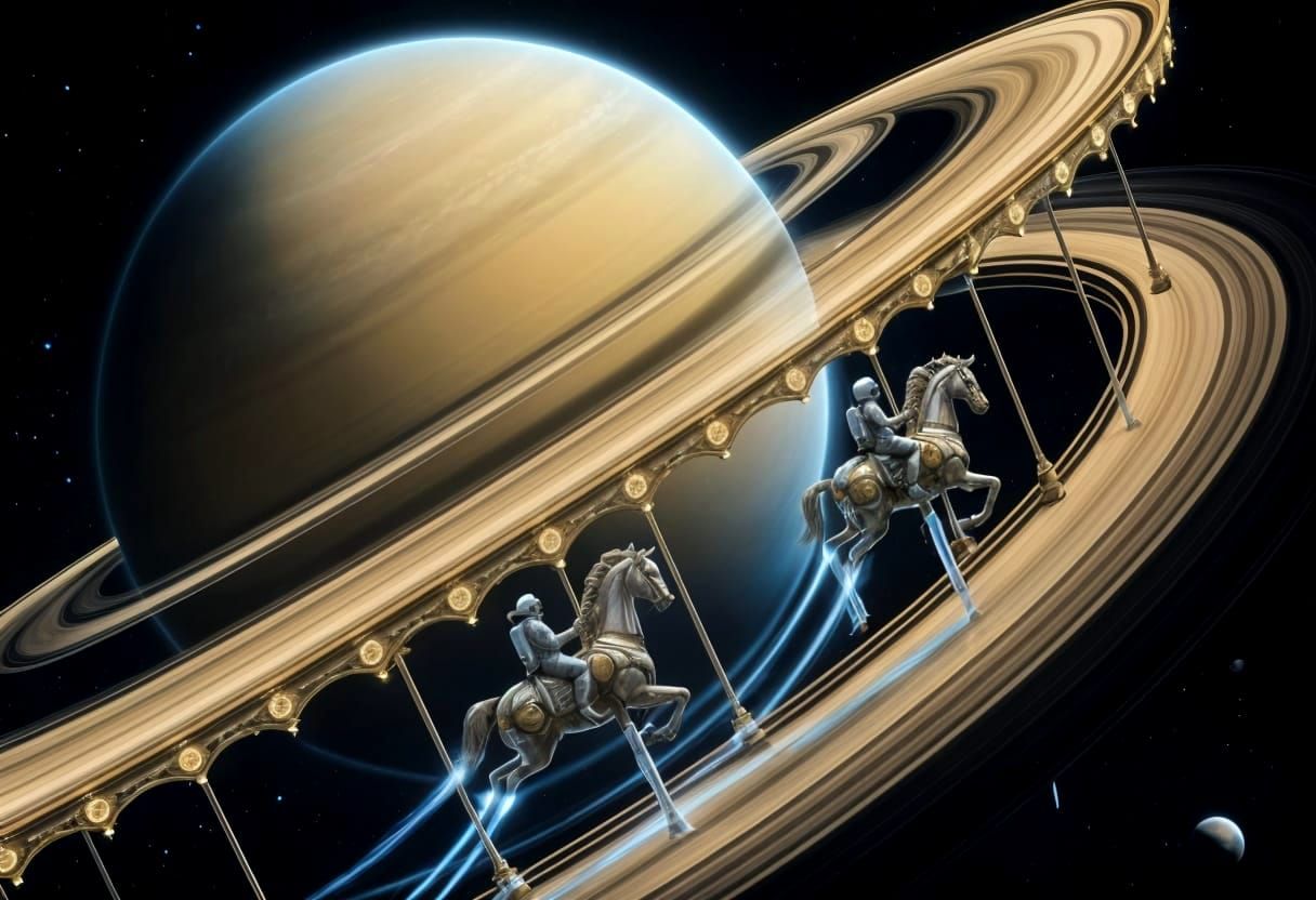 Saturn's Rings as a Celestial Carousel Painting