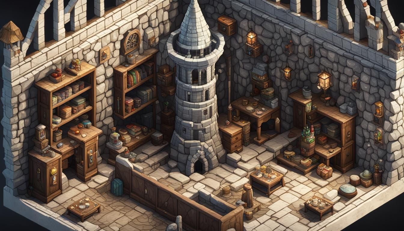 Fantastical Isometric Wizard Tower Interior in Unreal Engine