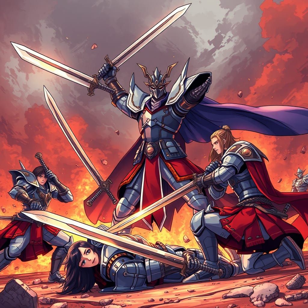 Armored Warriors Clash in Manga-Style Victory
