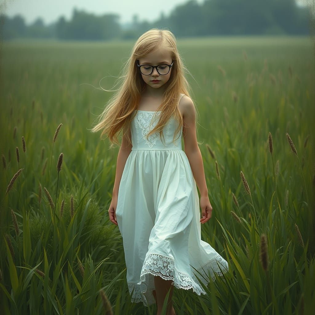Ethereal Girl Walks Through a Haunting Meadow