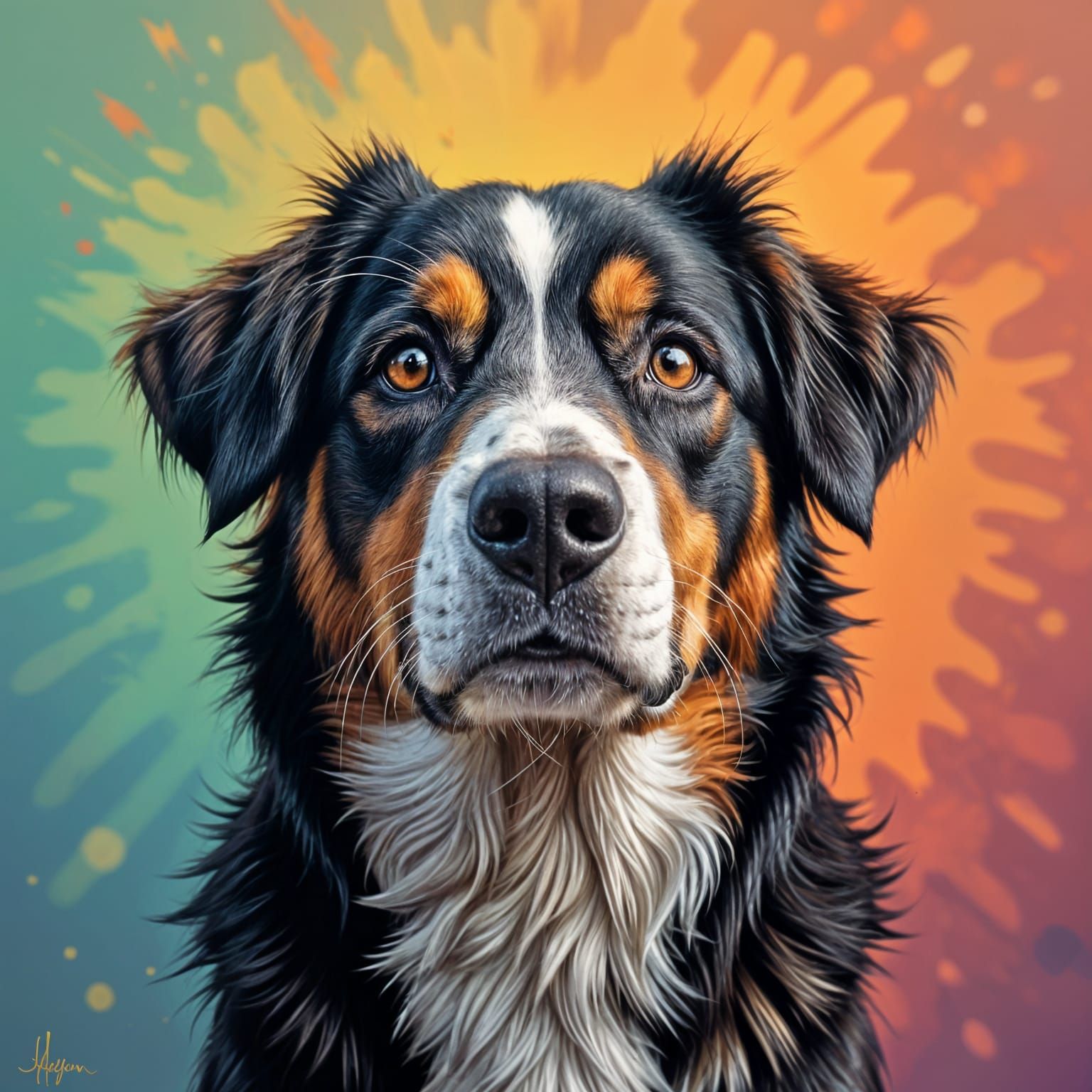 Hyperrealistic Old Dog Portrait with Dramatic Lighting