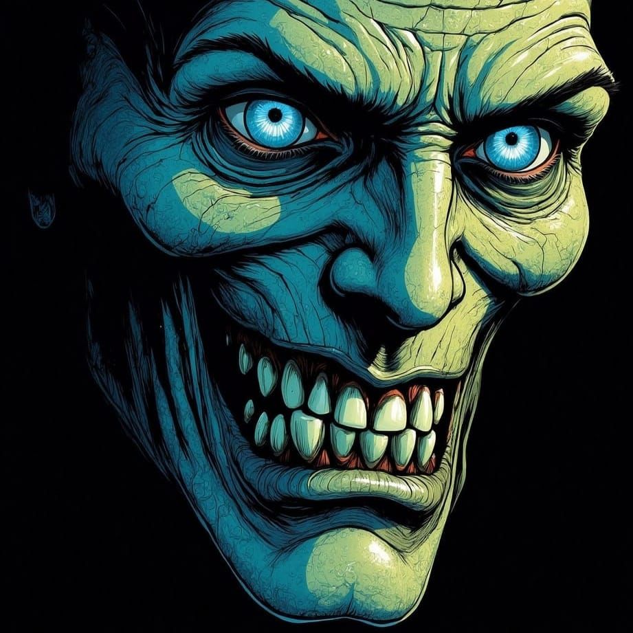Ominous Zombie Face Comic Book Art